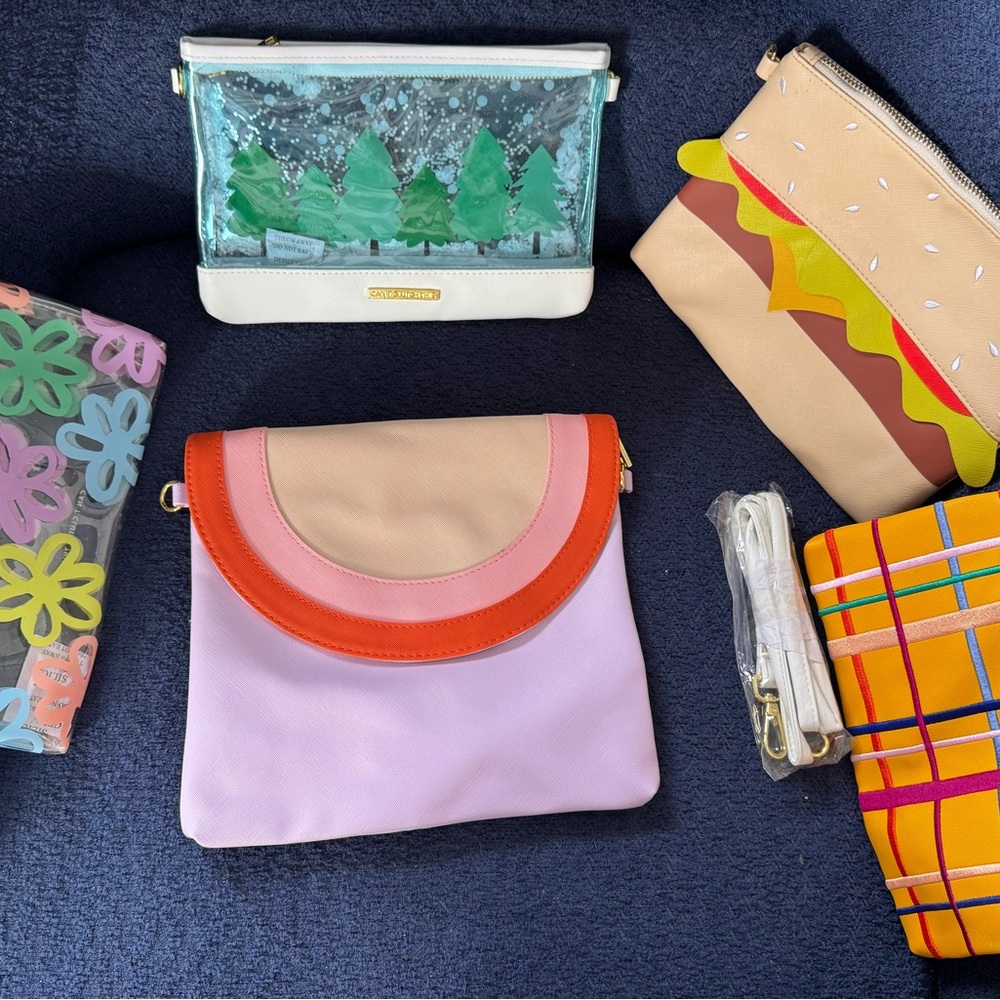 Can’t Clutch This Studio DIY Bag Lot Burger Rainbow Snowglobe Plaid with Strap
